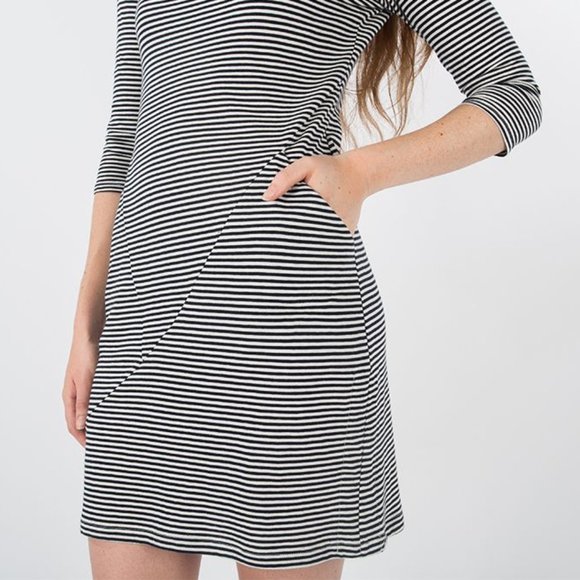 Betabrand Navy Striped 30-day Jersey Mini Dress - Picture 3 of 12